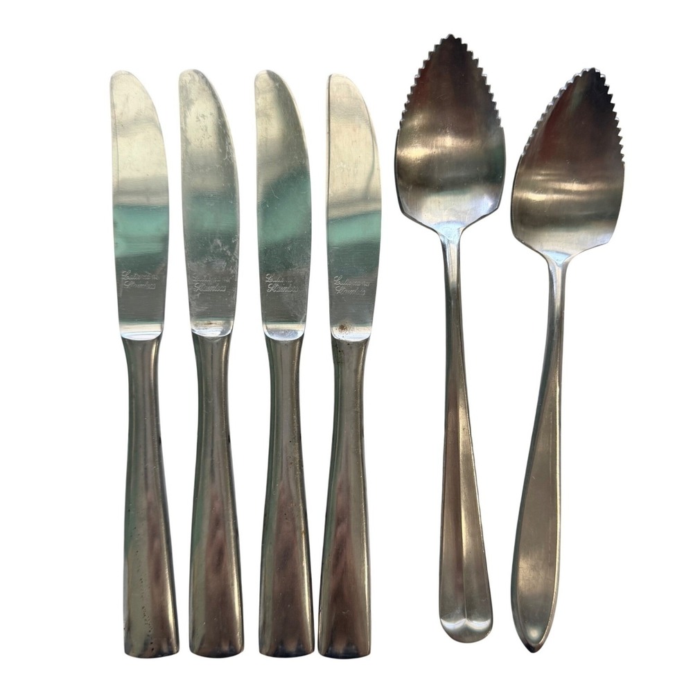 Supreme Cutlery Flatware 6pc Set Catania Italy Stainless Knives Grapefruit Spoon